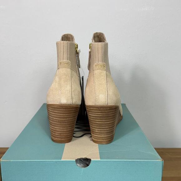 New TOMS Sadie Wedge Boots in Sand Suede Women's Size 10 - Picture 7 of 8